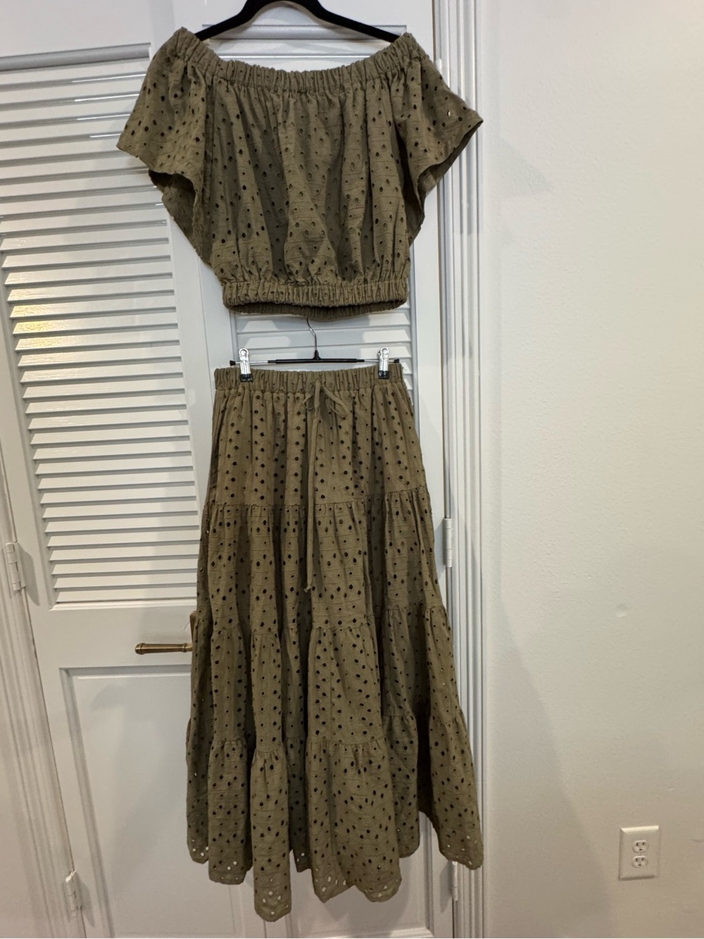By Together Olive Eyelet Two-Piece Maxi Set